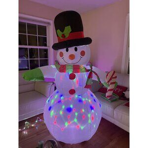 🆕6ft Christmas Inflatable Snowman Blow up Rotating LED Light Outdoor Decoration